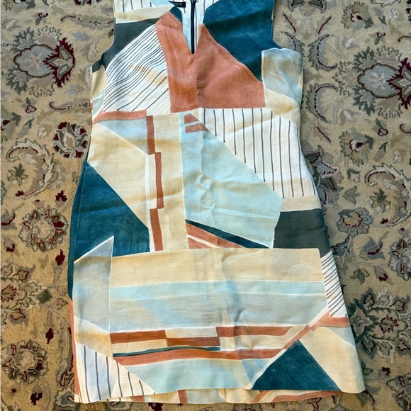 Lafayette 148 New York Blue and Orange Asymmetrical Sheath Dress - Picture 3 of 3